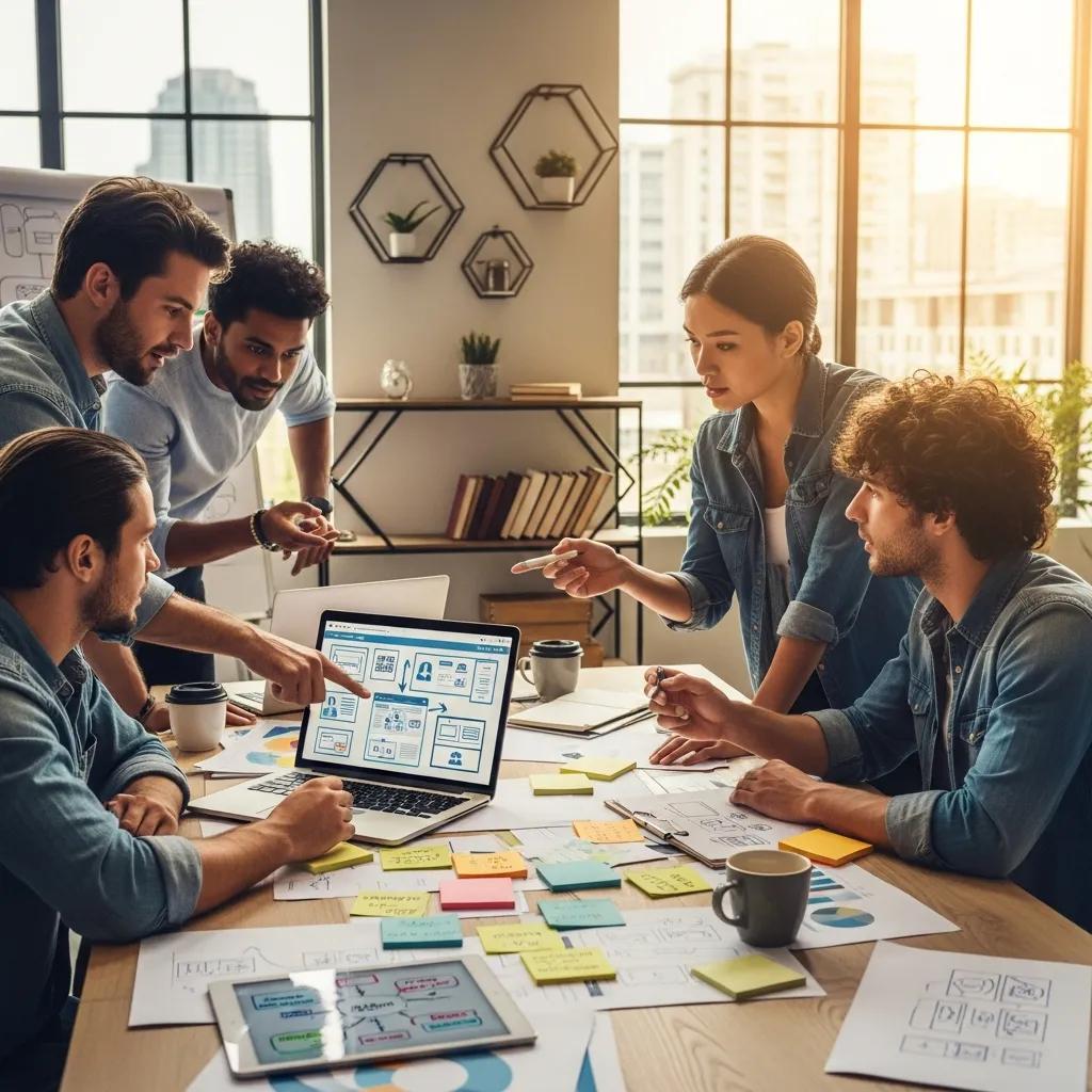 Team of business owners planning an AI integration to boost operations and growth