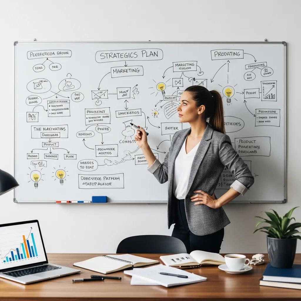 Entrepreneur sketching strategy in a creative workspace — symbolizing resilience and adaptability