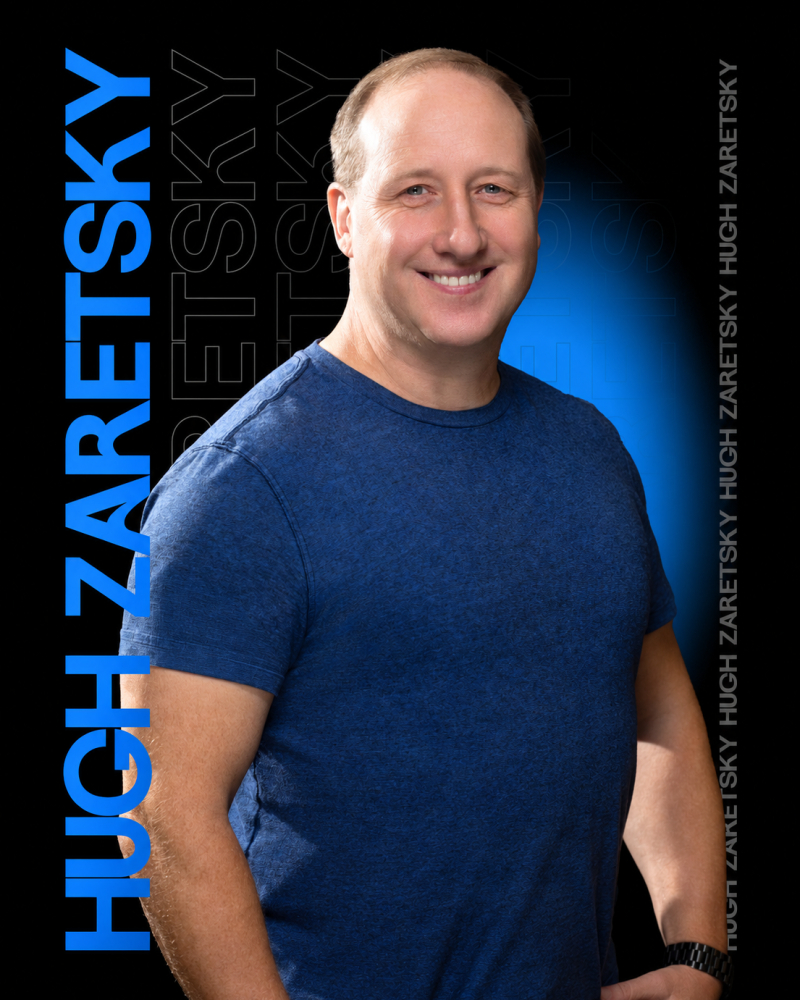 Hugh Zaretsky Blue Shirt And Blue Background